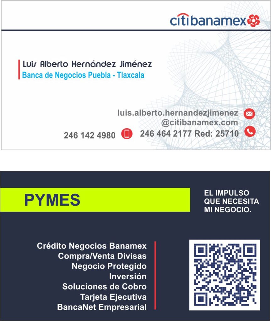 Diseño e Impresión Tarjeta de presentación ejecutivo Banamex |