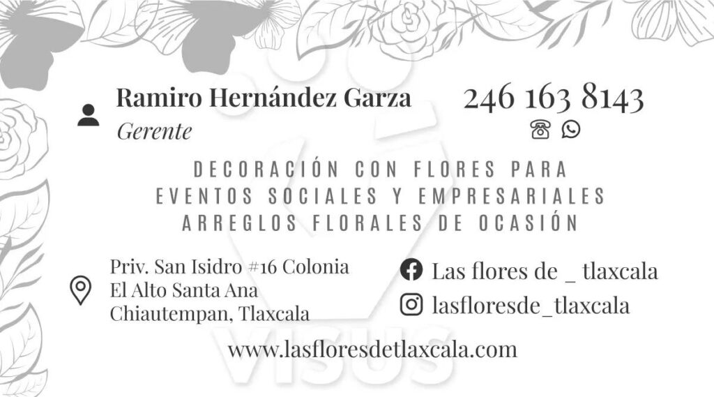 Tarjeta de presentación para Florería Tlaxcala |