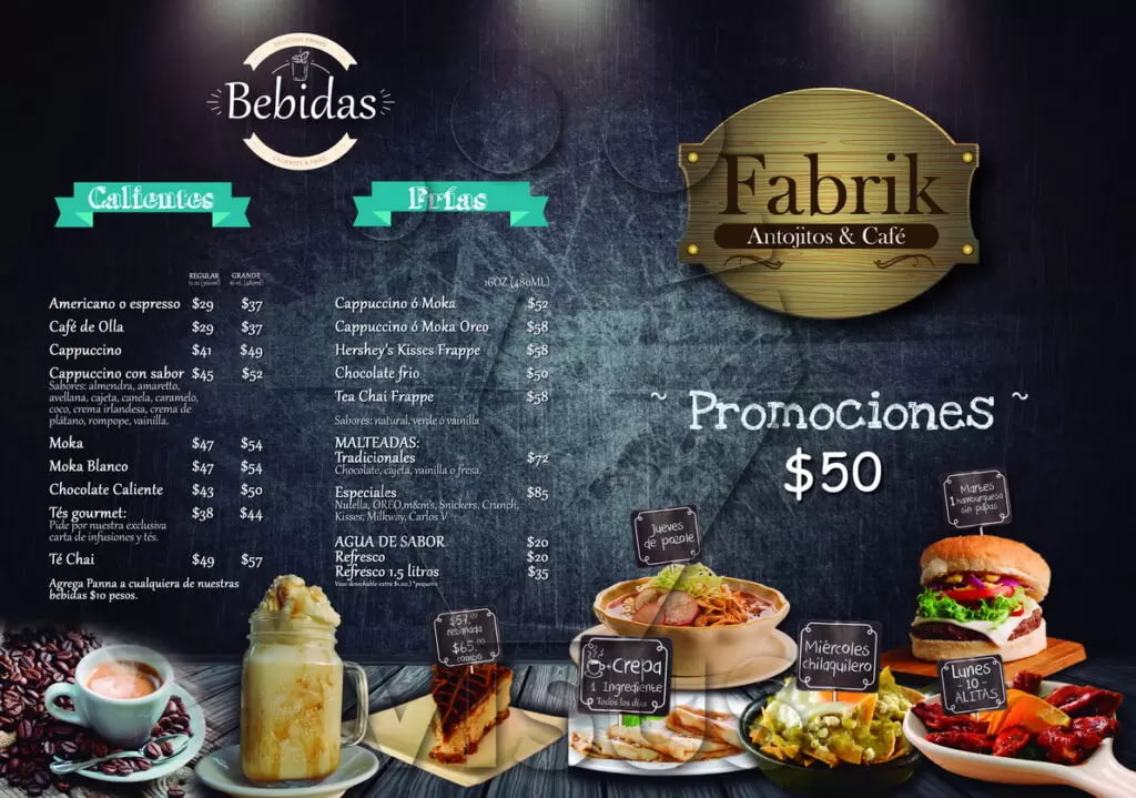 Carta Restaurante Fabrik |