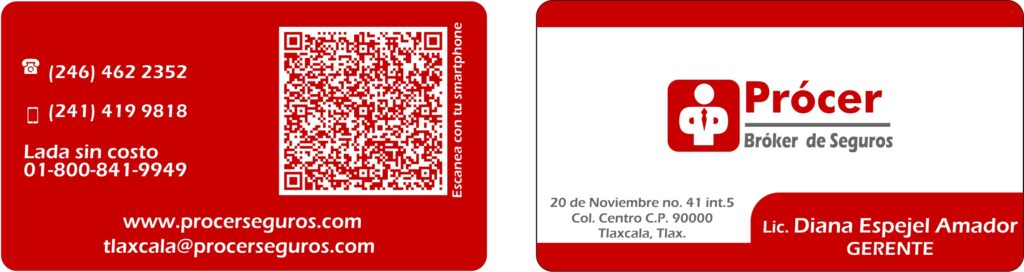 Tarjetas de presentación Aseguradora Prócer