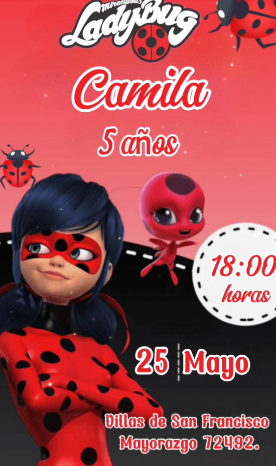 Invitación digital personalizada Ladybug |